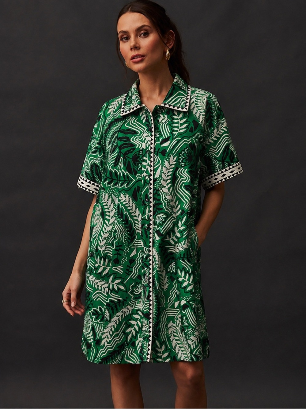 Suncoo Paris L Tropical Shirt Dress Resort Boho French Linen Vacation Designer